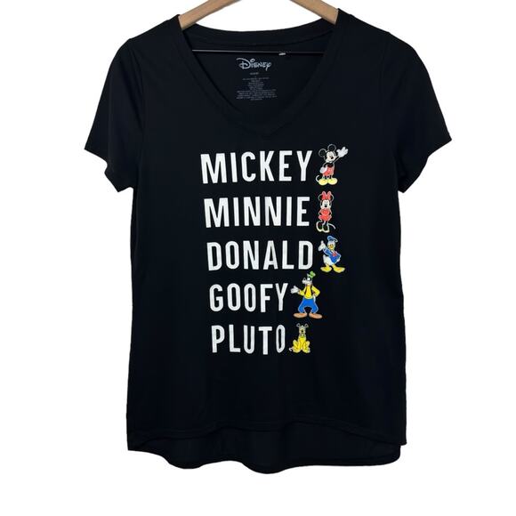 DISNEY WOMENS SIZE LARGE V-NECK T-SHIRT MICKEY AND FRIENDS SHORT SLEEVE TOP - Picture 1 of 4